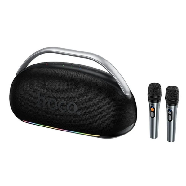 HOCO HT2 Bluetooth Lautsprecher 300W mit 2 drahtlosen Mikrofonen – Schwarz